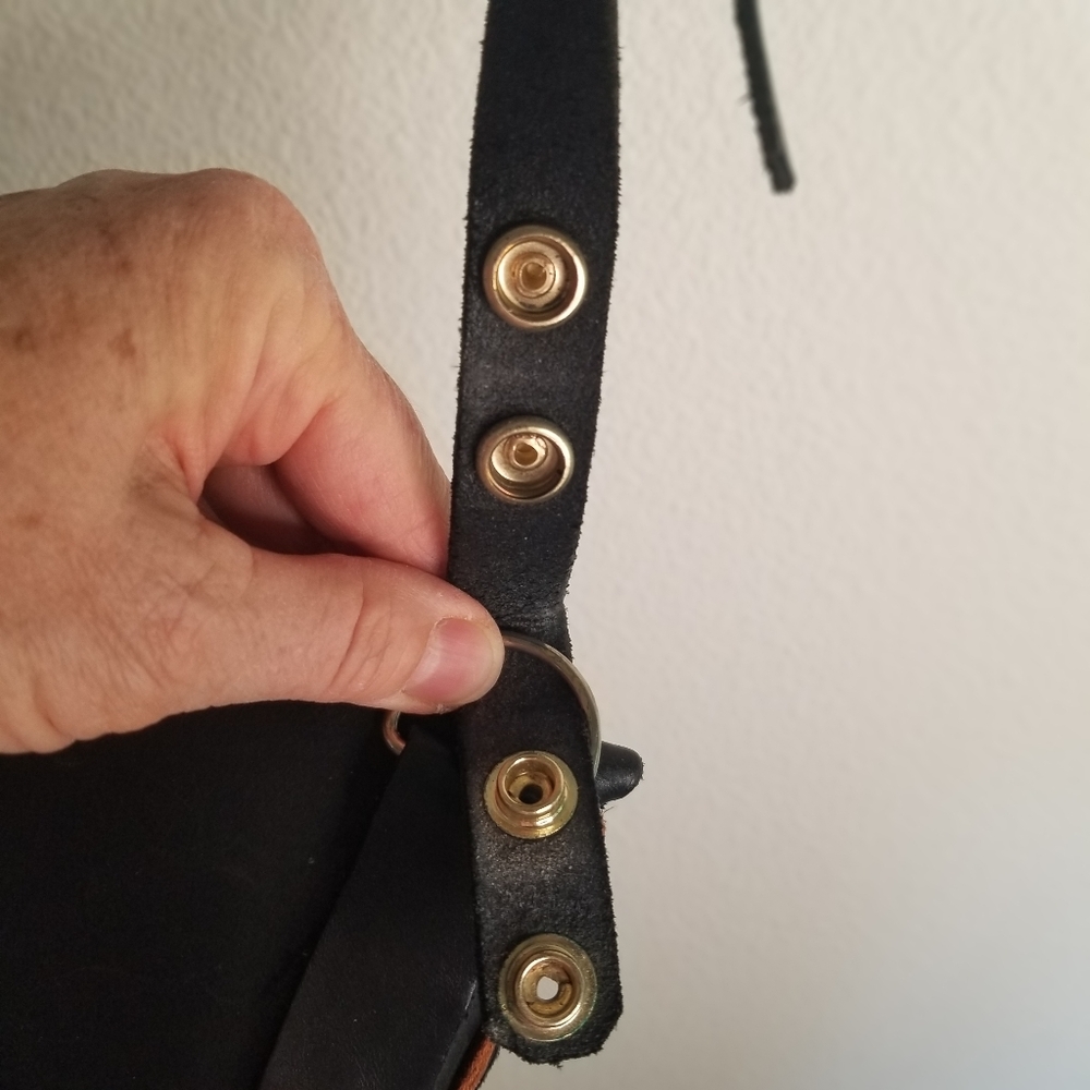 Hand crafted small laced leather crossbody clutch purse Black Brown - Picture 3 of 11
